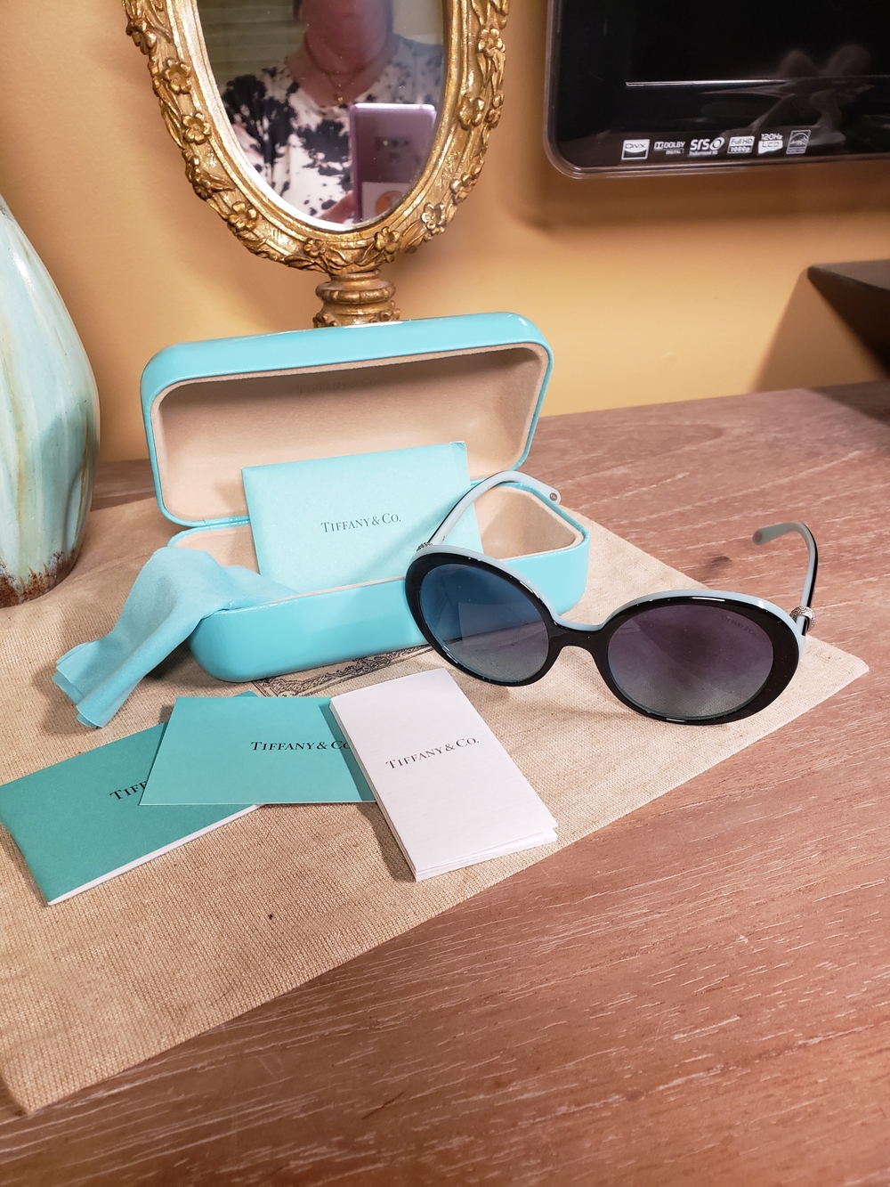 Tiffany Blue® Oval Sunglasses in Black Acetate w/ Silver Accents, All Inclusive - Picture 9 of 9